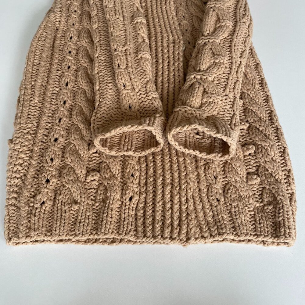 Genrty Portofino Extra Fine Wool Oversized Cable Knit Long Cardigan 4/6 Camel - Picture 12 of 16